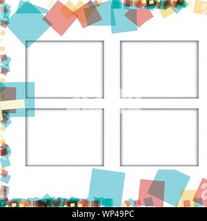 Colorful photo frames, vector illustrations. square borders with various colors and transparent patterns that are isolated on a white background Stock Vector