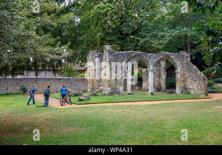 The folly ruins of a Benedictine monastery also known as St Mary's Abbey in Abbey Gardens, Abingdon-on-Thames, Oxfordshire, south-east England, UK Stock Photo