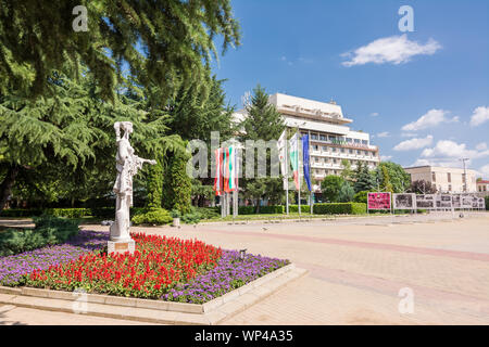 Kazanlak, Bulgaria - 19 June, 2019: Thracian woman statue harvesting roses in central square of Kazanlak (Bulgaria) Stock Photo
