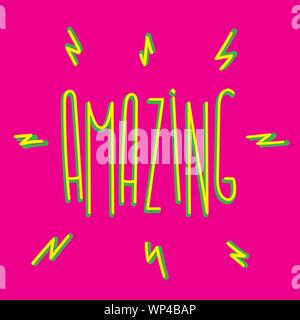 Amazing text sign in hand drawn lettering Stock Vector