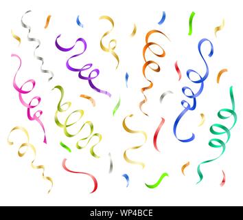 Set of Festive Colorful Confetti Isolated on White Background. Surprise Party Decoration elements. Vector illustration. Stock Vector