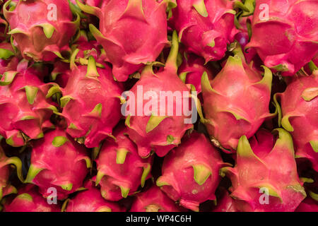 Many Dragon fruits or Pitaya sold on the market Stock Photo