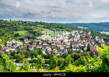 Germany, Stuttgart city district uhlbach, a small village in green nature landscape surrounded by vineyards and forested hills Stock Photo