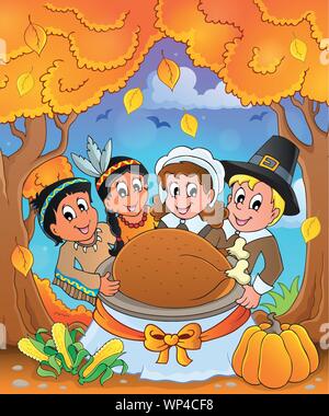 Thanksgiving pilgrim theme 6 Stock Vector