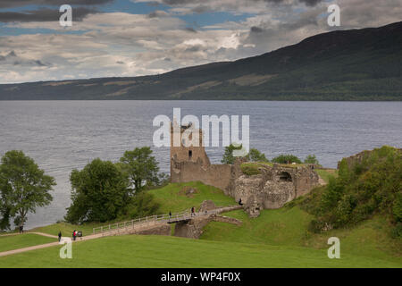 Urquhart Castle beside Loch Ness. The present ruins date from the 13th to the 16th centuries. Drumnadrochit. Highland. Scotland Stock Photo