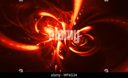 Fiery glowing double spiral spinning energy in space, computer generated abstract background, 3D rendering Stock Photo