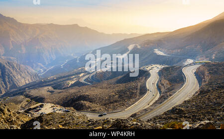 Mountain road on Jebel Jais in Ras Al Khaimah, UAE Stock Photo