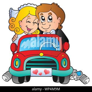 Wedding Car Bride Groom Just Married Clipart Stock Vector Image & Art ...