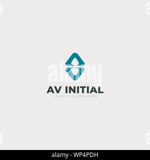 reflection initial AV logo designs monogram logo Stock Vector