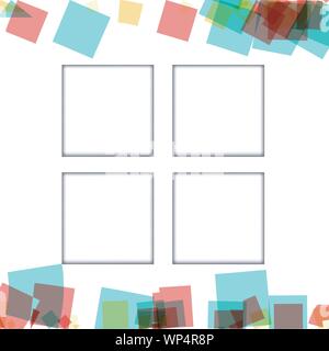 Colorful photo frames, vector illustrations. square borders with ...