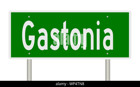 Rendering of a green highway sign for Gastonia North Carolina Stock Photo