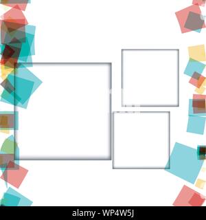 Colorful photo frames, vector illustrations. square borders with various colors and transparent patterns that are isolated on a white background Stock Vector