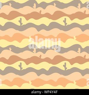 seamless vector yellow pattern with desert landscape Stock Vector