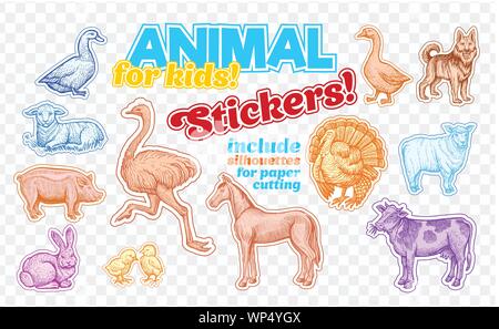 Sticker design for wild animals in the field illustration Stock Vector  Image & Art - Alamy