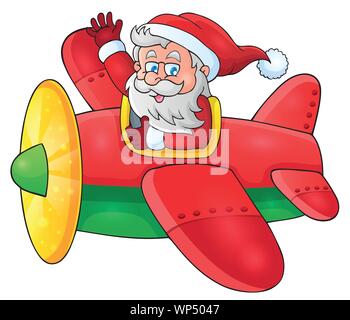 Santa Claus in plane theme image 1 Stock Vector
