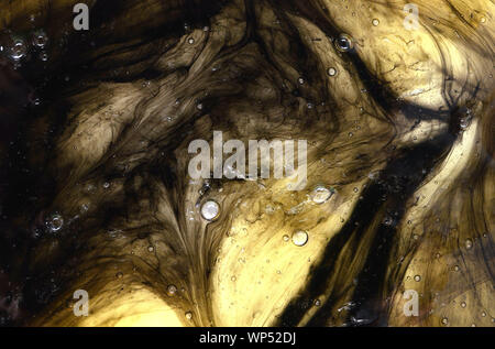 Abstract colorful chaotic swirly shapes on black background. Fantasy golden fractal texture. 3D rendering. Stock Photo
