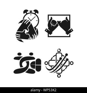 Commitment Teamwork Together Black Logo Stock Vector