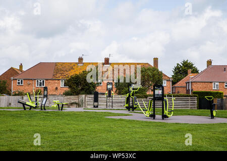 An outdoor playground Gym at Apex Park, Burnham on Sea, Somerset. UK Stock Photo