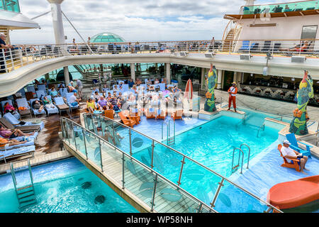 Independence of the seas pool deck cruise ship pool leisure activity Royal Caribbean cruise ship Independence of the seas Stock Photo