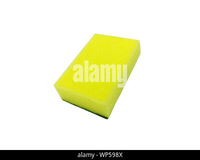 Yellow sponge for washing isolated on white background. Clean sponge image without shadow Stock Photo