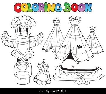 Coloring book with totem Stock Vector