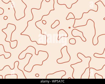 Line drawing of abstract forms and shapes.Red sketch one line hand drawn illustration isolated on biege background. Minimalism contour art . Stock Vector