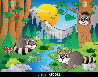 Forest scene with various animals 6 Stock Vector