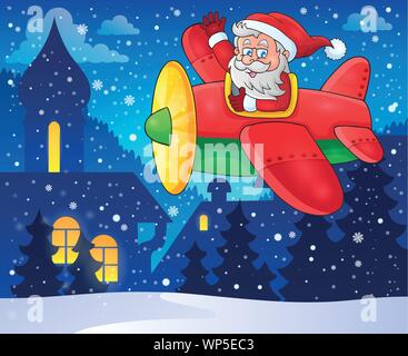 Santa Claus in plane theme image 4 Stock Vector