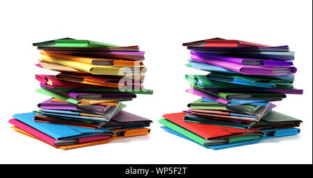 Stacks of Document Folders on White Background Stock Photo