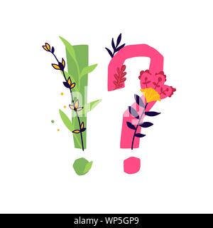 Signs !? in decorative elements. Vector. Company logo. Poster or monogram. Health and beauty. Stock Vector