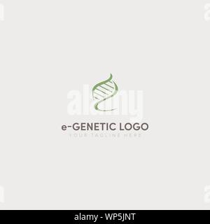 logo design initial e with symbol genetic Stock Vector