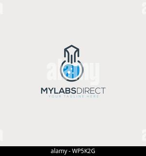my labs direct email logo designs science fast and speed Stock Vector