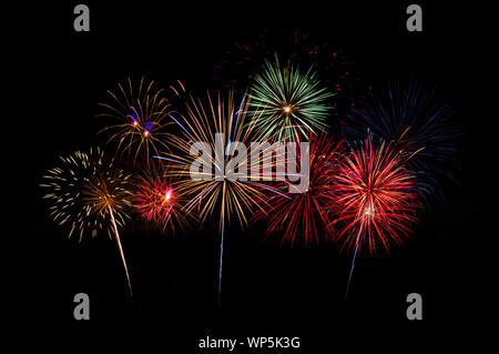 Sparkling fireworks isolated on black background Stock Photo