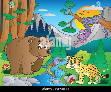 Forest scene with various animals 9 Stock Vector
