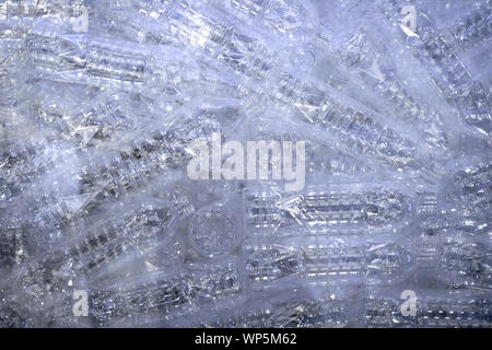 Clear plastic bottles were put together. Which is a bottle caused by plastic recycling. Stock Photo