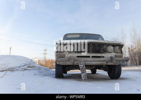 Krasnoyarsk, Russia, August 10, 2019: Russian retro Lada 2106 car on the street abandoned or stolen Stock Photo