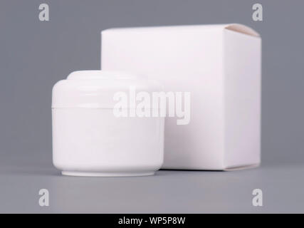 Square white carton product box mock up, side view, clipping path. Clean white cardboard blank mock up. Simple closed package template isolated. Store Stock Photo