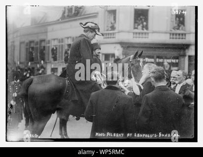 King Albert on horse at King Leopold's funeral, Belgium Stock Photo