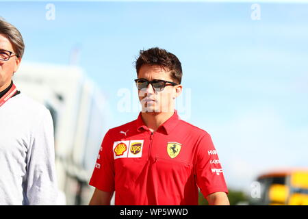 Monza, Italy. 07th Sep, 2019. #16 Charles Leclerc, Scuderia Ferrari. Italian GP, Monza 5-8 September 2019 Credit: Independent Photo Agency/Alamy Live News Stock Photo