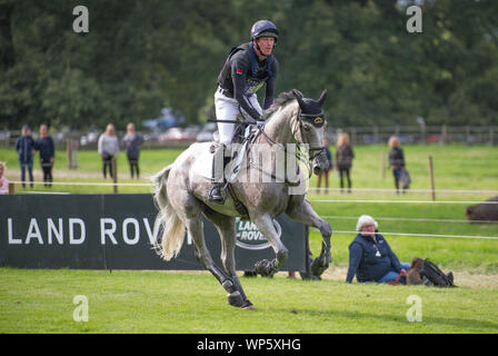 Stamford, UK, Saturday 7th September, 2019. Oliver Townend (GBR) riding Ballaghmor Class during the Land Rover Burghley Horse Trials,  Cross Country phase. © Julie Priestley/Alamy Live News Stock Photo