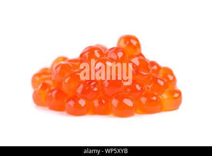 Red caviar isolated on white background with clipping path. Close up. Macro. Stock Photo