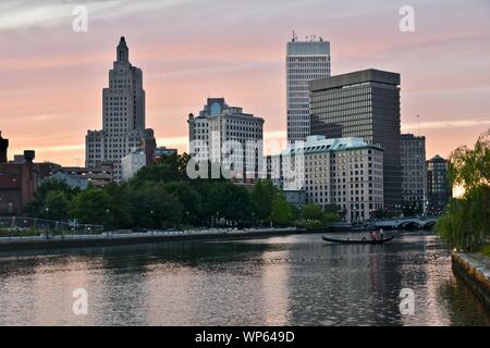 The Providence skyline as seen from across the Providence River, East Providence, Rhode Island Stock Photo