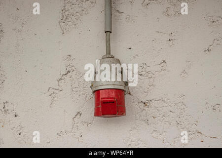 high power supply at the wall of a house Stock Photo