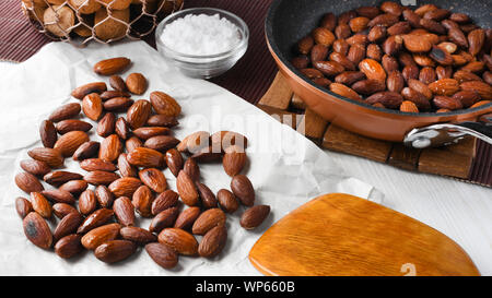 roasting almonds Stock Photo