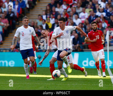 London, UK. 07th Sep, 2019. London, UK. 07th Sep, 2019. Declan Rice of England during UEFA Euro 2020 Qualifier between England and Bulgaria at Wembley stadium in London, England on September 07, 2019 Credit: Action Foto Sport/Alamy Live News Stock Photo