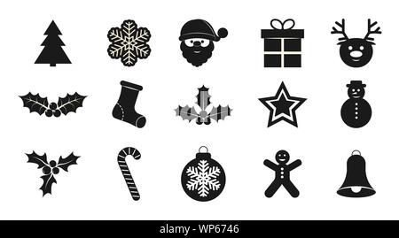 Set of Christmas icons for design and decoration. Flat design. Stock Vector