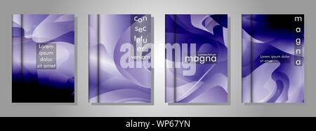 Vector collection of book cover backgrounds. illustration of eps vector design 10. purple gradient wave color Stock Vector
