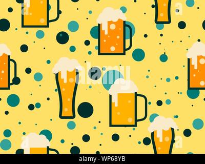 Glass of beer seamless pattern for promotional products, wrapping paper and printing. Vector illustration Stock Vector