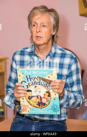 London, UK. 06th Sep, 2019. Sir Paul McCartney meets school pupils at the launch of his new children's book 'Hey Grandude' in London. Credit: SOPA Images Limited/Alamy Live News Stock Photo