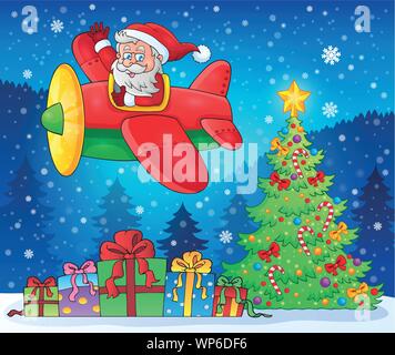 Santa Claus in plane theme image 9 Stock Vector